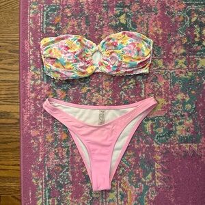 SHEIN Strapless Pink Bikini with Skirt